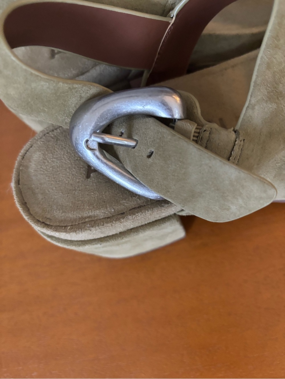 AEROSOLES Olive Suede Platform Slingback Heels - Picture 3 of 4